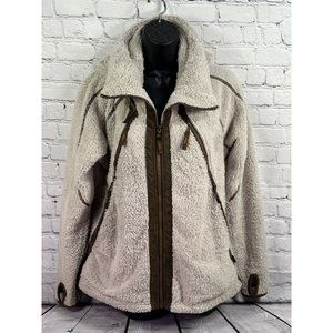 Kuhl Flight Hooded Jacket  Stone Oatmeal Beige deep pile fleece jacket